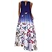 MRULIC Damen Blumen Maxikleid Bohemian A-Linie Lang Kleider Sommerkleid Partykleid V-Ausschnitt ärmellos Strandkleider Boho Lange Bohemian Kleid(B2-Rosa,EU-50/CN-5XL)