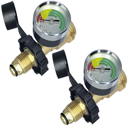 100 Ib Propane Tank Adapter with Gauge Connector Universal Propane Gas Adapter Converts Pol Valve to Qcc1 / Type 1 Propane Tank Gauge Old to New Connection Adapter Type for RV Camper Heater