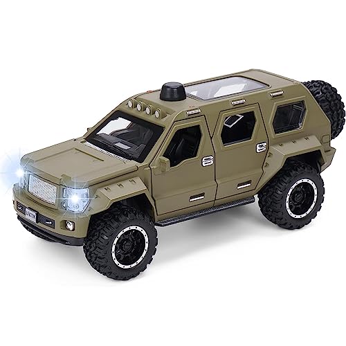 Image of DEUSON ECOM 1:24 Scale G Patton Military Toy Car for Kids Diecast Metal Car with Light Sound Pullback Openable Door, Khaki