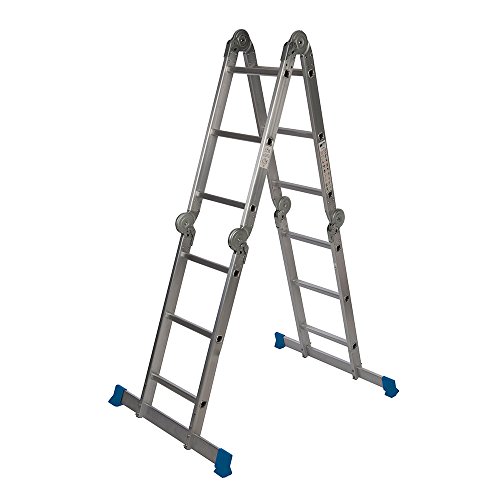 Preisvergleich Produktbild Silverline 953474 Mehrzwecksprossenleiter mit Einlegeboden, silber