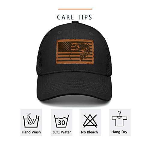 Image of Fishing Hat Fishing Gifts for Men Bass Fish Flag Snapback Trcuker Hats for Men Fishing Gear Accessories Stuff