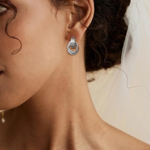 Image of SHERLOVE Chunky Knot Gold Earrings Women Statement Drop Dangle Earrings | 14K Gold Plated Hypoallergenic Lightweight,Trendy Dainty Elegant Cute,Women Gold Jewelry Fashion Accessories Gifts