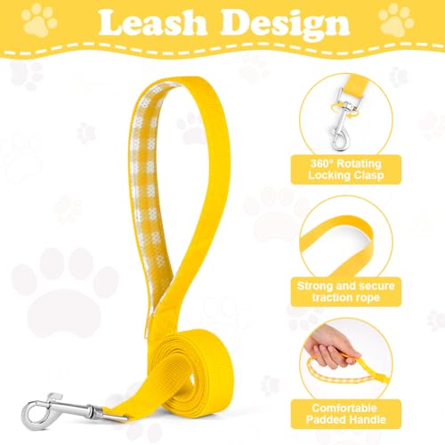 OFFCUP Hundegeschirr Leine Set für Hunde, Atmungsaktive Step-In Geschirr aus Mesh mit gepolsterter Weste Anti Zug Reflektierend Verstellbar Weich Welpengeschirr Katzengeschirr, Gelb, S