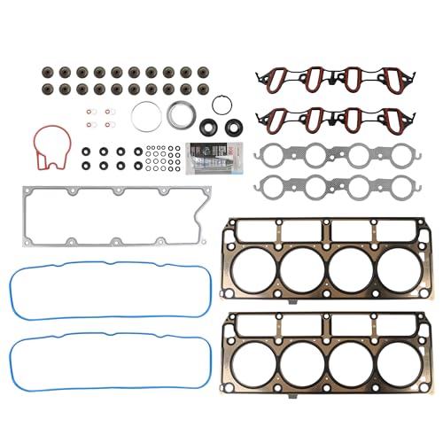 Image of KAX Engine Cylinder Head Gasket Set Kit Compatible with Chevy Silverado 1500 Tahoe Suburban Avalanche Express 2500, GMC Sierra Yukon XL 1500 Savana, Cadillac Escalade, Hummer H3, 5.3L 4.8L, HS26191PT