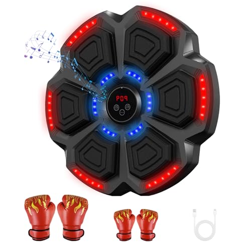 Baswip Music Boxing Machine for Adults, Kids, Wall Mounted Bluetooth Boxing Music Workout Machine with Gloves, 9 Modes & 9 Speeds Interactive Punching Equipment for Training at Home, Office and Gym