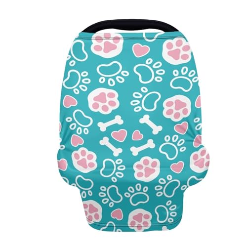 Image of Cute Paws Nursing Breastfeeding Covers Dust Cover Soft Multifunctional Breathable Stroller Canopy Covers for Babies Privacy Protection Breastfeeding Scarf