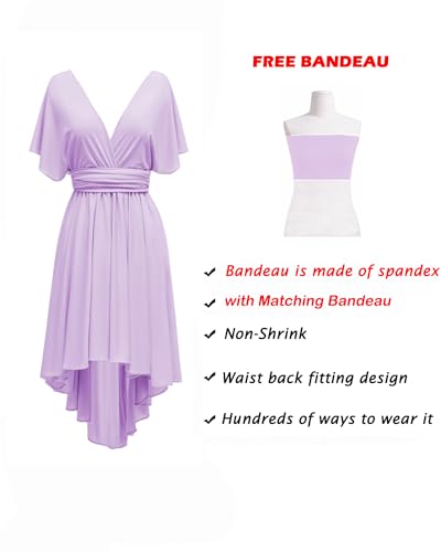 Image of Women's Short Convertible Dress with Bandeau High Low Infinity Bridesmaid Dresses Multi-Way Transformer Formal Dress