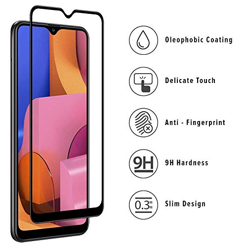 Image of 100FIT (BLACK Tempered Glass Screen Protector Compatible for Samsung Galaxy A20S with Edge to Edge Coverage and Easy Installation kit