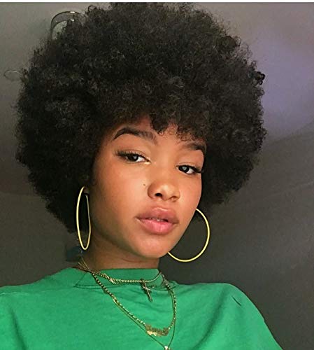 ForQueens Afro Wig Kinky Curly Wigs for Black Women Synthetic Short Black Curly Hair Heat Resistant Fiber Natural Looking for Daily Party Wear