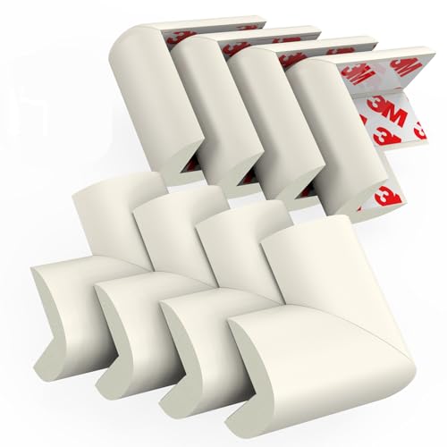 Image of Baby Proofing Edge and Corner Guards, 8 Pack Pre-Taped Table Corner Protector for Baby, Child Corner Protector for Fireplace, Table, Stair(Beige White)