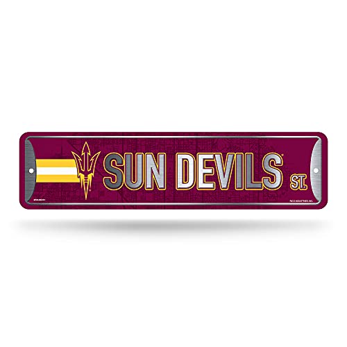 NCAA Arizona State Sun Devils Home Décor Metal Street Sign (4" x 15") - Great for Home, Office, Bedroom, & Man Cave - Made by Rico Industries