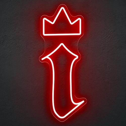 Image of Royal i Neon Sign, The Rapper King Logo LED Sign for Wall Decor, Gothic Letter Decor, Red Neon Light, Hip Hop Wall Art