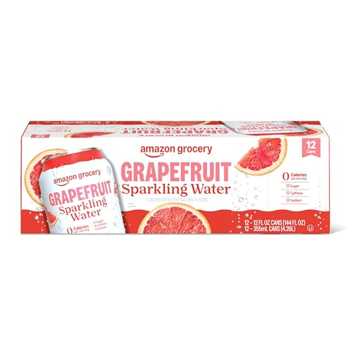 Amazon Grocery, Sparkling Water, Grapefruit, 12 Fl Oz, 12 Cans (Previously Amazon Fresh, Packaging May Vary)