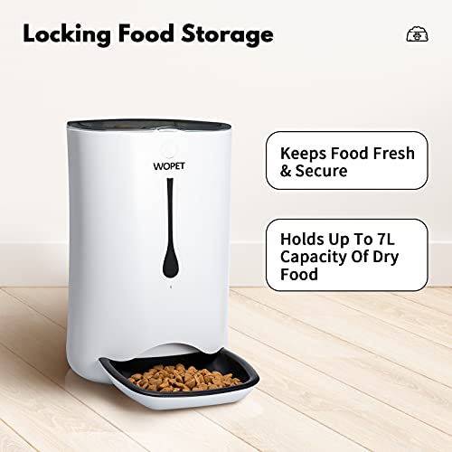 WOPET Automatic Pet Feeder Food Dispenser for Cats and Dogs–Features: Distribution Alarms, Portion Control, Voice Recorder, & Programmable Timer for up to 4 Meals per Day - Thumbnail 6