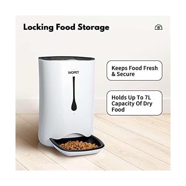 WOPET-Automatic-Pet-Feeder-Food-Dispenser-for-Cats-and-DogsFeatures-Distribution-Alarms-Portion-Control-Voice-Recorder-Programmable-Timer-for-up-to-4-Meals-per-Day Automatic Food Dispenser for Dogs
