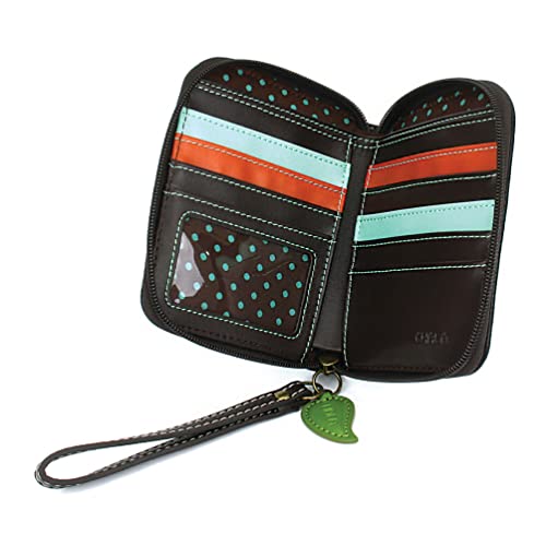 CHALA Zip Around Wallet, Wristlet, 8 Credit Card Slots, Sturdy Pu Leather - Dragonfly - Black3