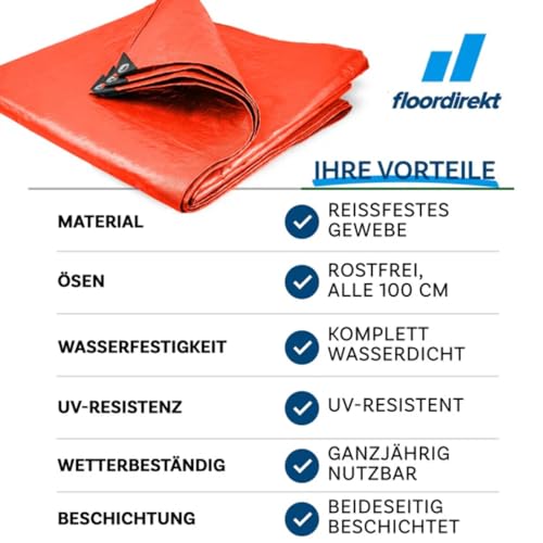 Lona impermeable etm de 6x8 m naranja para protección exterior 5