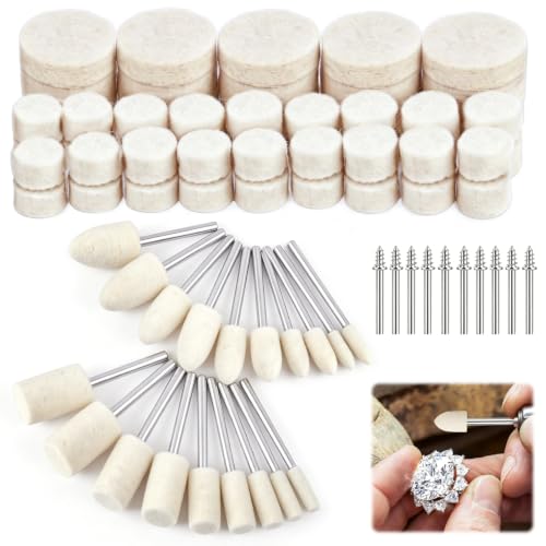 Image of 80Pcs Wool Polishing Wheel Kits for Dremel Rotary Tool for Jewelry Metal