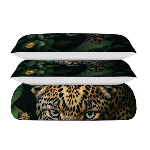 Housse de couette léopard en 3D avec fermeture éclair pour lit double - 3