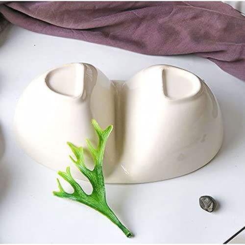 RTHGTFGW Comedero Perro Tazón de cerámica de Doble cuadrícula for el hogar, Adecuado for Gatos y Perros, sensación de Mano cómoda, diseño Antideslizante