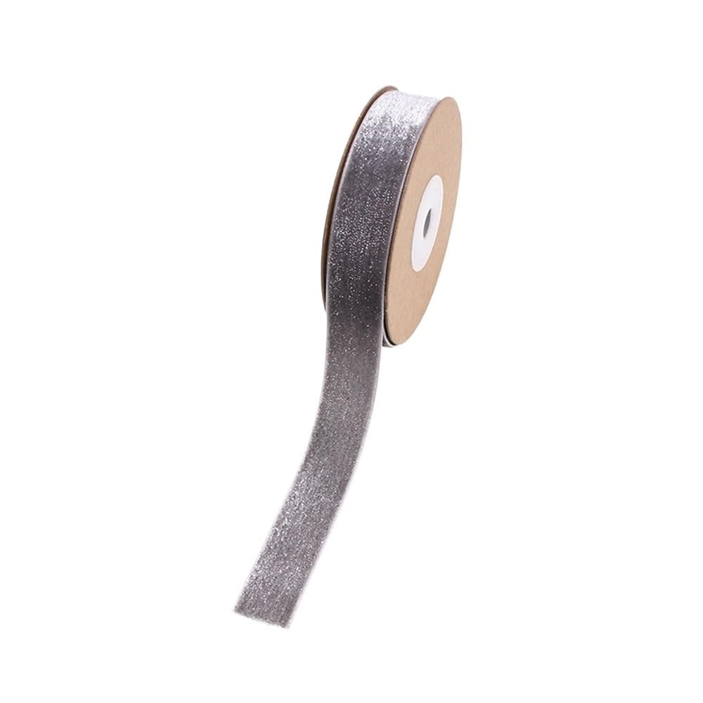 Aksamitna wstążka, Rolka wstążki aksamitnej Shimmer Single Face, 5Mx20MM, wstążka aksamitna ze złotego drutu, wstążka dekoracyjna do pakowania kawy w kolorze czerwonym i szarym(Grijs)