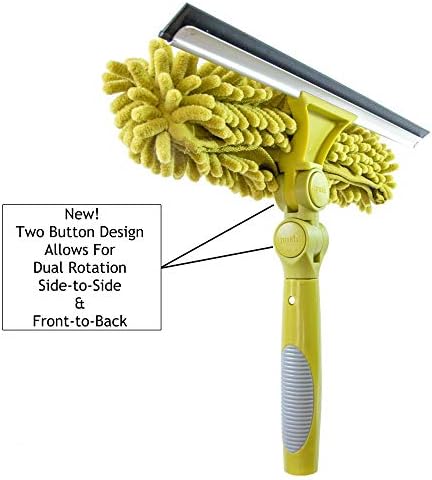 DocaPole Window Squeegee + Scrubber Combo Attachment (w/ 3 Squeegee Blades) for Window Cleaning // Dual-Rotation Multi-Angle Window Washer Accessory for Extension Pole // DocaPole Attachment