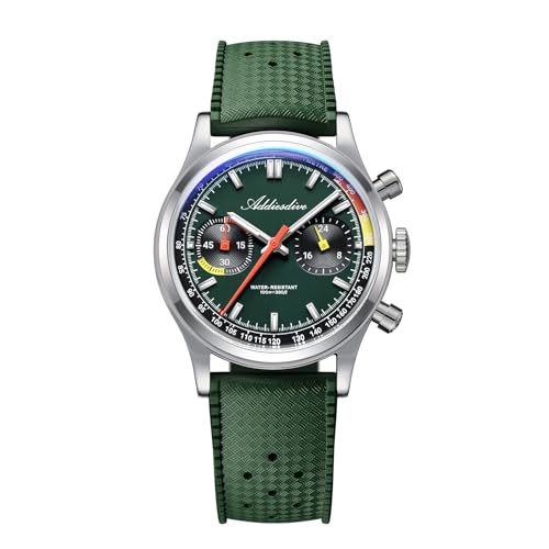 Image of ADDIESDIVE 38 MM Chronograph Watch VK64 Sweep Second Movement Tachymeter Mark FKM Rubber Strap BGW9 Super Lume Colourful Outdoor Sports Watches for Men Women