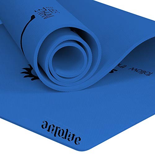 Image of AEROLITE Printed Yoga mat Extra Long Extra Wide /Fitness Mat with Sun Salutation (10mm, Ocean Blue)