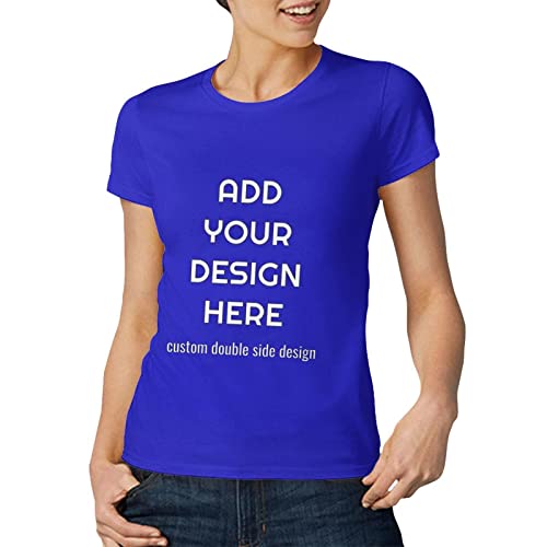 Naispanda T-Shirt Personnalisé Femme Devant et Derrière, T-Shirt en Coton Personnaliser Photo avec Logo Texte, T-Shirts Femme avec Impression Photo Recto Verso Cover