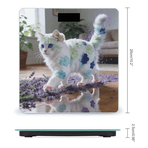 Báscula digital Flower Cat para baño con pantalla LCD miniatura 2