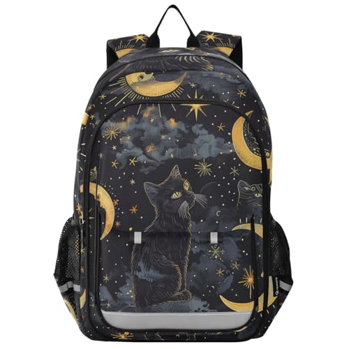Moon Star Black Cat Travel Laptop Backpack, 17 inch Large Laptops Backpack Business Computer Bag Casual Daypack for Women Men