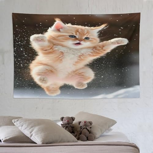 Tissu imprime chat grand format pour tenture murale de salon