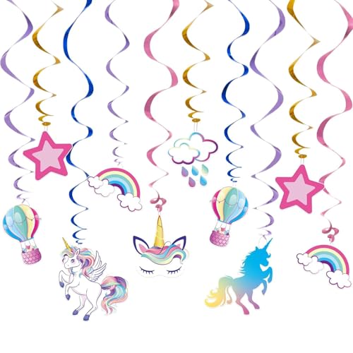 Licorne Suspendus Tourbillons - 21 Pièces Décorations de Fête Licorne Serpentin Suspension de Plafond pour Filles Anniversaire Fournitures Thème Licorne...