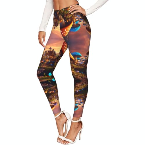 Leggings de hongos para mujer pantalones elásticos de tacto suave