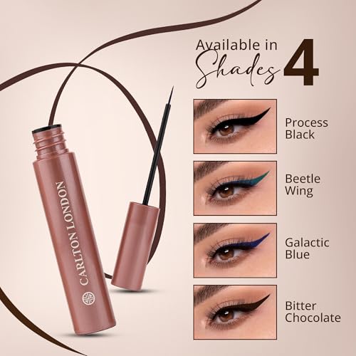 Image of Carlton London Stunnig Black Liquid Eye Liner |Enriched With Vitamin-E |Long Lasting Matte Waterproof Liner, Smudge Proof, Transfer Proof Eye Makeup |Upto 24 Hrs - 5ML(Bitter Chocolate)