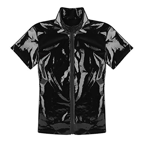Camiseta de cuero para hombre ropa de noche fiesta disco clubwear ropa erótica 4