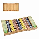 UoeRing K Cup Holder Bamboo Coffee Pod Holder Drawer Organizer, Expandable K Cup Pod Storage Tea Bag Storage for Coffee Station Home Office and Kitchen