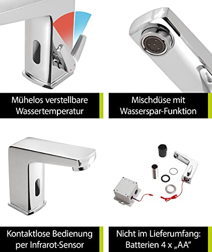 Grifo mezclador con sensor con válvula de cerámica cromado 4