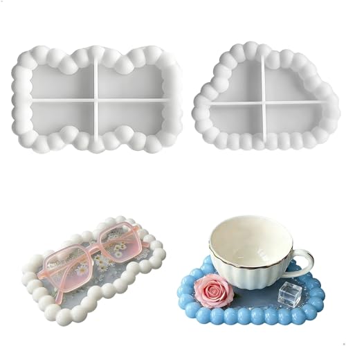 Moule Silicone Resine Epoxy, Platre pour Moulage, Silicone pour Moulage, Moule en Silicone pour Fabrication de thé, Bijoux, Assiettes, Artisanat, 2 Pièces