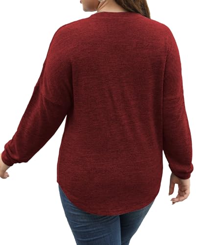 Image of Gloria&Sarah Womens Plus Size Tops Long Sleeve Henley Shirts Fall Fashion Oversized Sweatshirt Tunic Sweaters L-4XL