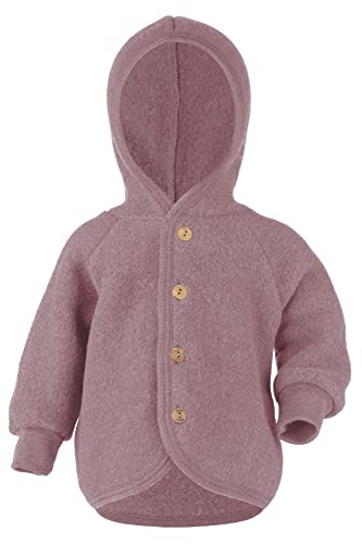 Engel Baby Jacke mit Kapuze Wollfleece (Rosenholz Melange, 50-56)