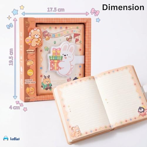 Image of FunBlast Diary for Girls - Christmas Kawaii Diary with Puffy Buckle Lock, Journal Diaries for Girls, Notepad for Students Stationary Items, Birthday Gifts (112 Sheets) (Rabbit)