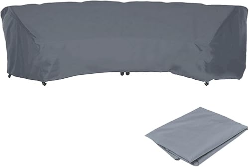 Funda para muebles de patio, resistente al agua, curva, a prueba de polvo, para sofá, muebles de interior y exterior, juego de sofá de media luna,