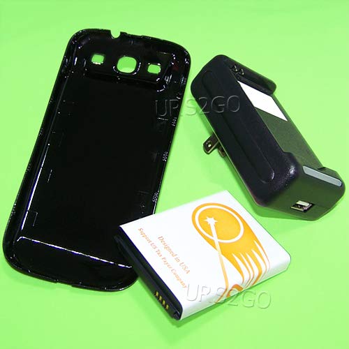 URS2GO [Upgraded 7300mAh Extended Double Layer Battery Back Cover Desktop Charger Compatible with Samsung Galaxy S3 III i9300 SCH-i535 Verizon Cellphone
