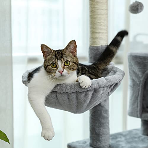XXJF Condomínio de torre de gato com árvore de gato de 142 cm com postes de arranhar poleiros para v