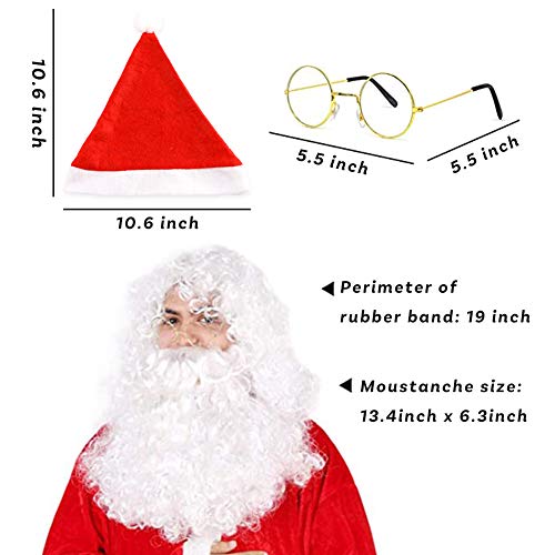 image for BigOtters Santa Costume Accessory, 4pcs Christmas Set with Glasses, Xm