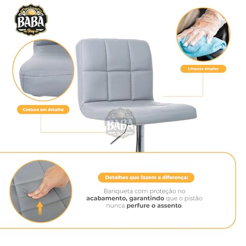 Encontraproduto.com.br - Kit 2 Banquetas Alta Para Bar Balcão Bancada Cozinha Americana Área Gourmet Giratória Gomos Cinza