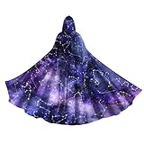 Zntuv Galaxy Constellation Hooded Cloak for Men Women Robe Cape with Hood Medieval Cosplay Wizard Witch Costumes