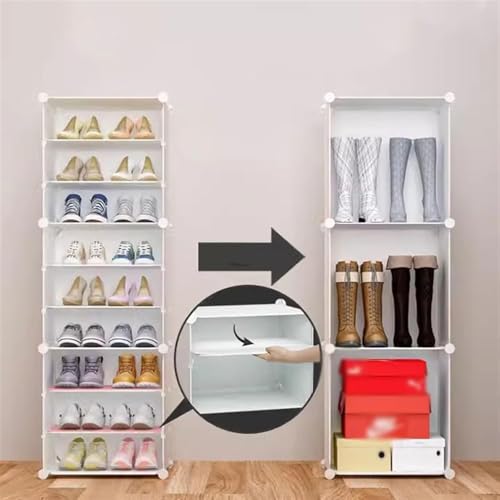 Image of Mevigo 12-Tier Shoe Rack with 4-Doors|Holds 24-Pairs |Waterproof & Dustproof Modular Plastic Shoe Cabinet|Foldable Stackable Shoe Organizer with MetalFrame |Space Saving Storage-(White-HV2-6