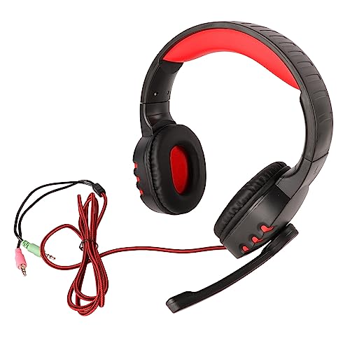 Auriculares para Juegos con Cancelación de Ruido sobre la Oreja con Micrófono, Diadema Ajustable, Compatible con PC Portátil